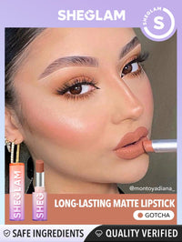 Thumbnail for SHEGLAM Dynamatte Boom Waterproof Matte Lipstick Long Lasting Transfer Proof Lip Stick - Gotcha
