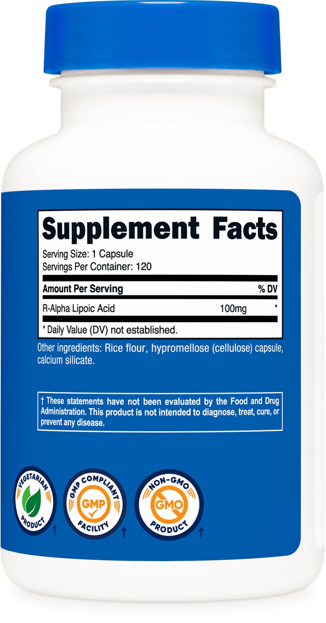 Nutricost R-Alpha Lipoic Acid 100mg, 120 Capsules - Veggie Capsules, Non-GMO, Gluten Free