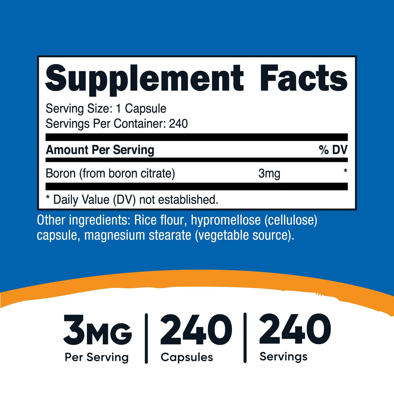 Nutricost Boron 3mg Supplement, 240 Vegetarian Capsules - Gluten Free and Non-GMO