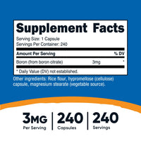 Thumbnail for Nutricost Boron 3mg Supplement, 240 Vegetarian Capsules - Gluten Free and Non-GMO