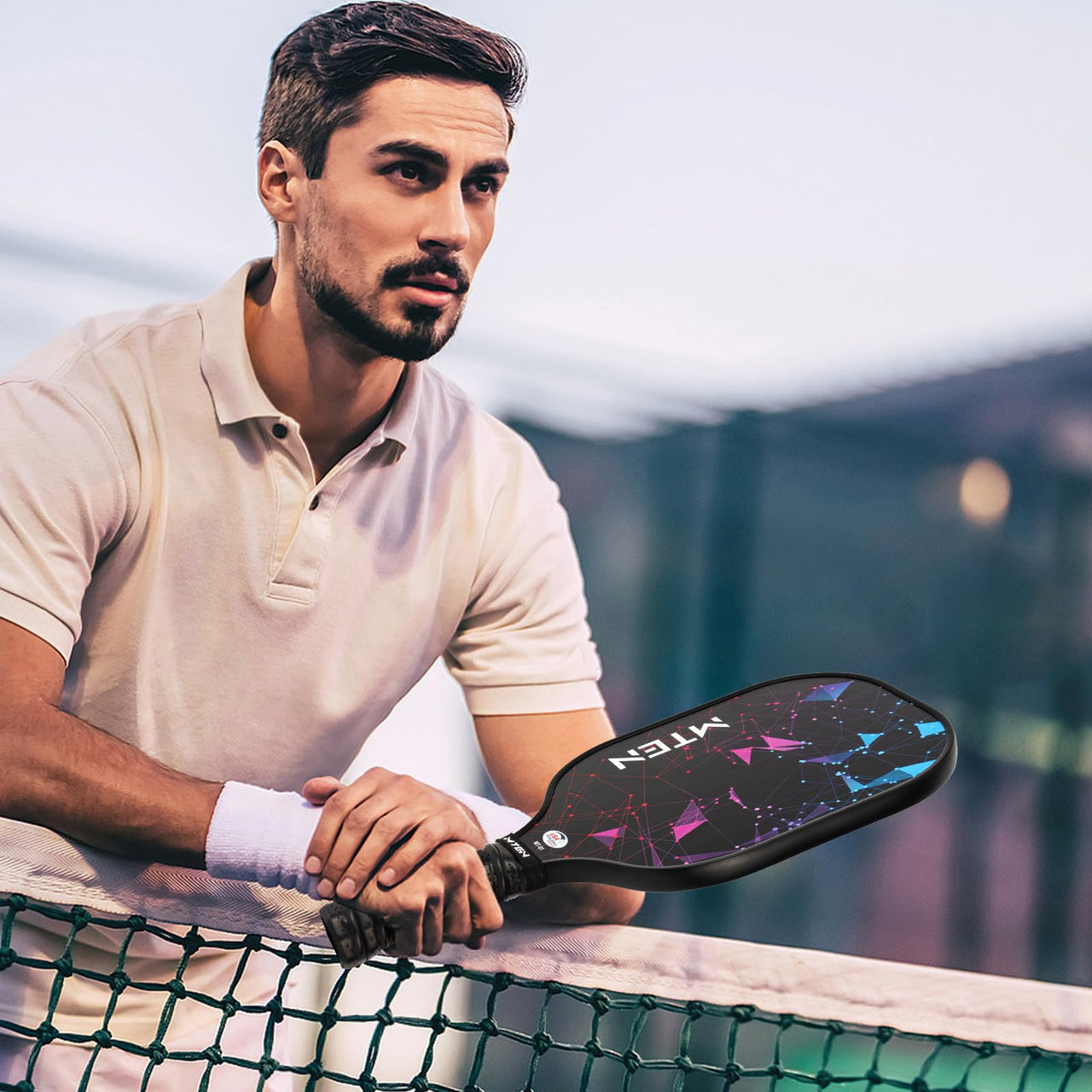 MTEN Pickleball Paddles Set of 2, USAPA Approved Fiberglass Surface Pickleball Set with 2 Pickleball Rackets,4 Pickleball Balls,1 Portable Carry Bag, Pickle Racket Set for Men Women