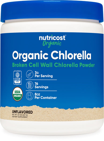 Nutricost Organic Chlorella Powder 8oz - 3000mg Per Serving - Non-GMO, Gluten Free