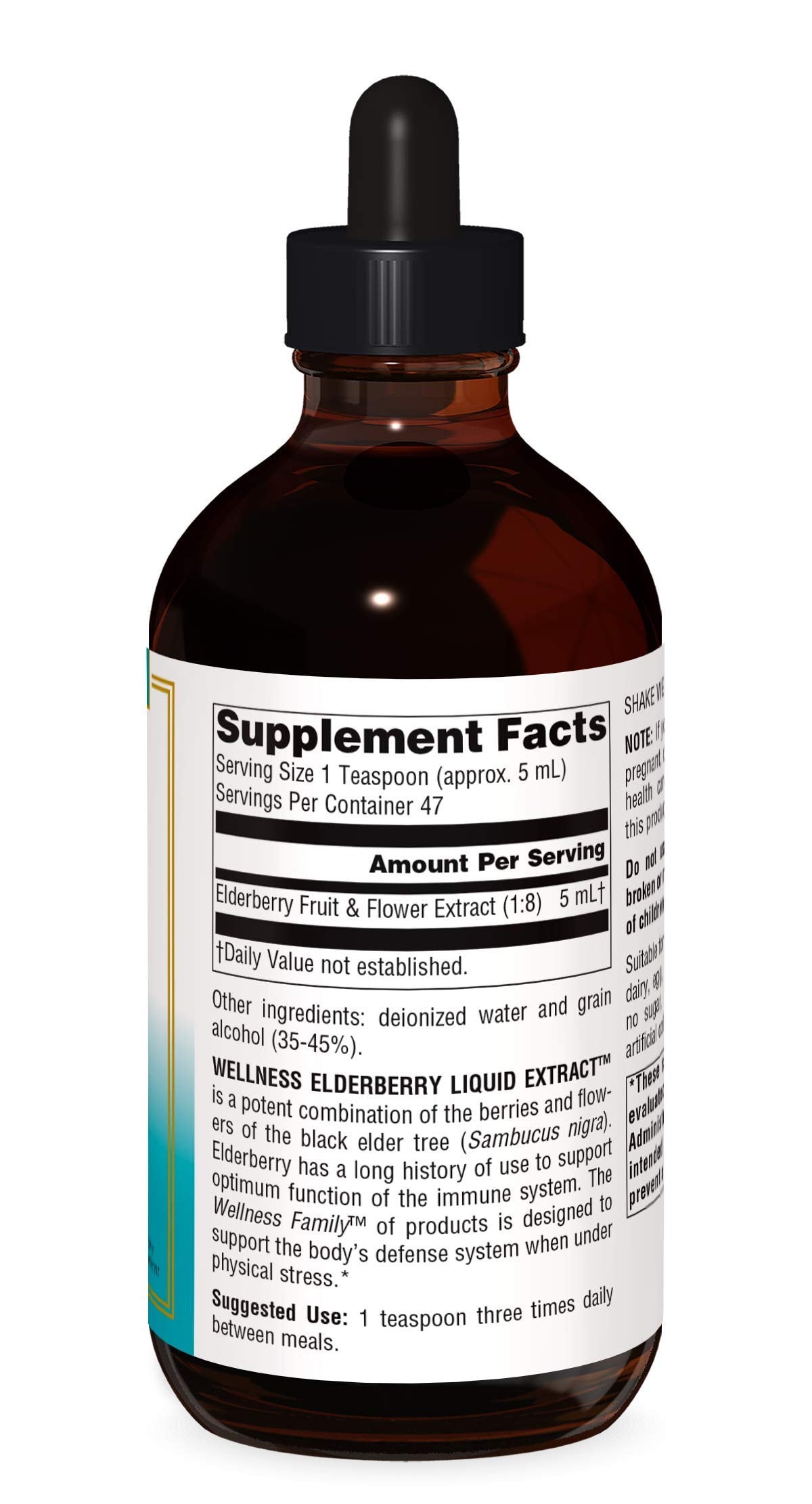 Source Naturals Wellness Elderberry Liquid Extract for Immune System Support - Sambucus nigra - 8 Fluid oz