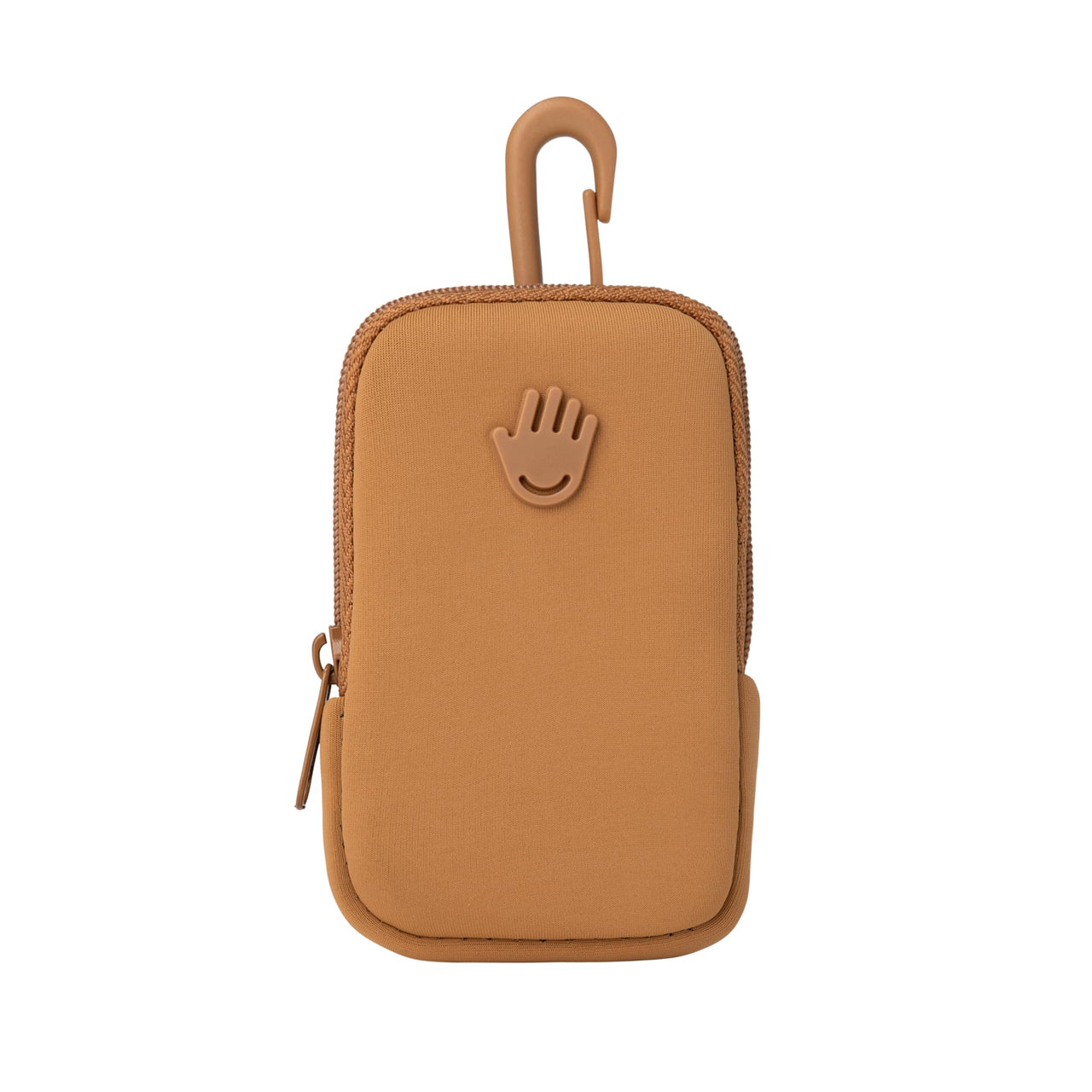 Touchette Zippered Pouch, Attachable Fashion Accessory with Snap Hook for Touchland Hand Sanitizer 1FL OZ., Caramel