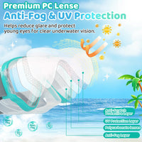 Thumbnail for Vvinca Snorkel Set for Kids 3-14, Dry Top Snorkeling Gear for Boys Girls Youth, Panoramic View Swim Goggles with Nose Cover & Anti-Fog Lens, Junior Scuba Diving Mask with Adjustable Soft Fabric Strap
