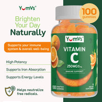 Thumbnail for YUM-V'S Vitamin C Gummies for Adults - 250 mg Yummy Vitamin C Gummy - VIT C Gummies - Immune Support Supplement -Orange Flavored Kosher, Halal, Gluten Free (100 Count)