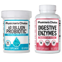 Thumbnail for Physician's CHOICE - Optimal Gut Health Bundle: 60 Billion Probiotic 60ct + Digestive Enzyme 180ct for Digestive Comfort and Immune Support - Value Bundle