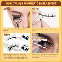 Thumbnail for QUEWEL Magnetic Eyelashes 1 Pair Reusable Magnetic Eyelashes with Applicator No Glue Needed Eyelashes Cat Eye Natural Look Lash Clusters Kit Easy to Wear and Remove(B07)