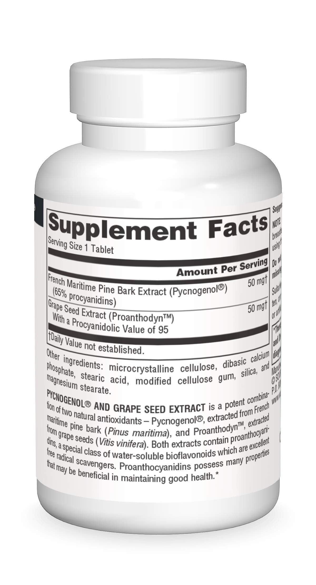 Source Naturals Pycnogenol & Grape Seed Extract 100 mg Dietary Supplement - 60 Tablets