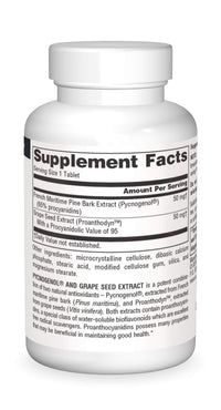 Thumbnail for Source Naturals Pycnogenol & Grape Seed Extract 100 mg Dietary Supplement - 60 Tablets