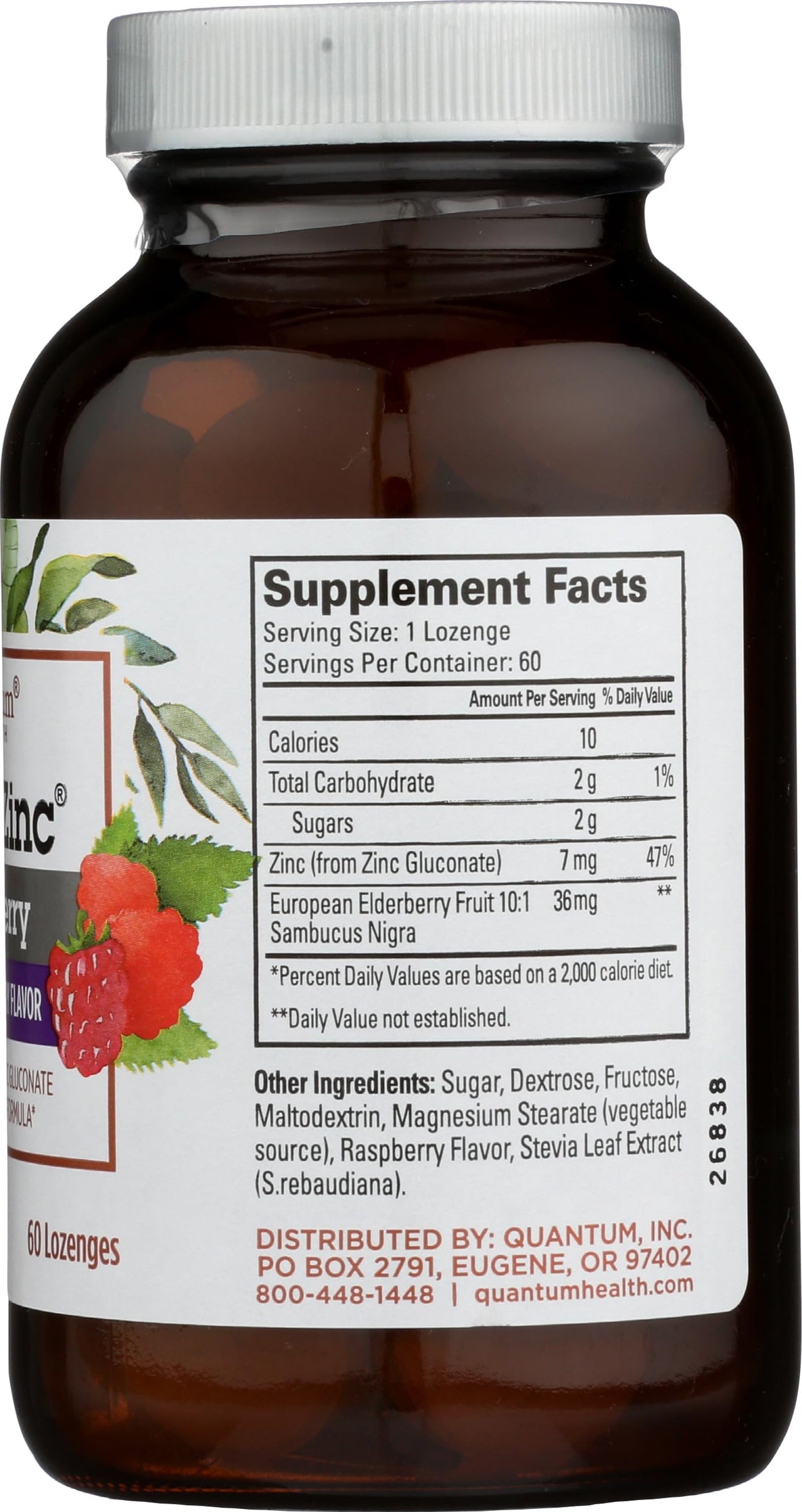 Quantum Health TheraZinc Elderberry Lozenges, Made with Zinc Gluconate for Immune Support, 60 Count