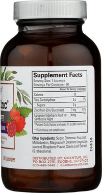 Thumbnail for Quantum Health TheraZinc Elderberry Lozenges, Made with Zinc Gluconate for Immune Support, 60 Count
