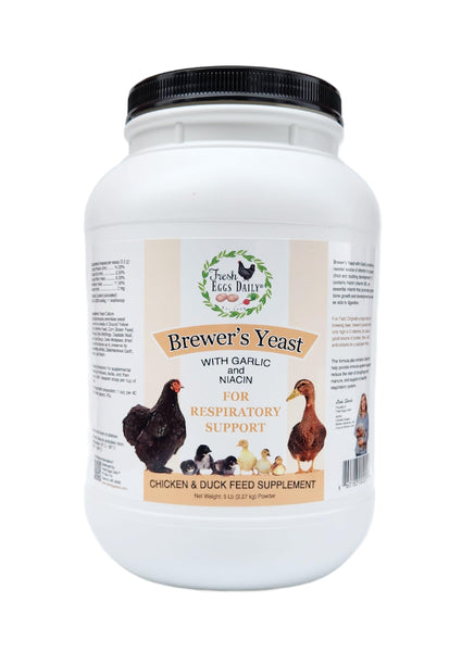 Image 1 of Fresh Eggs Daily Brewer's Yeast with Garlic Powder and Niacin for Ducks Ducklings Feed Supplement Vitamins for Backyard Chickens 5LB