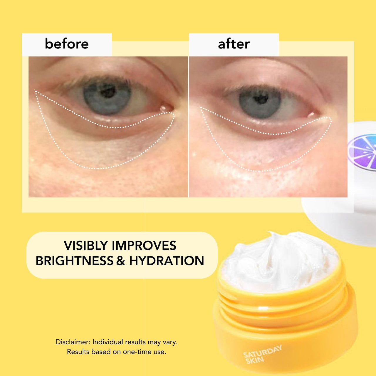 Saturday Skin Yuzu Eye Balm Vitamin C Wide lluminating Under Tight Eye Cream Korean Niacinamide Caffeine for Wrinkles Puffy Eyes Dark Circles Moisturizing Hydrates Anti Aging for Women (15ml)