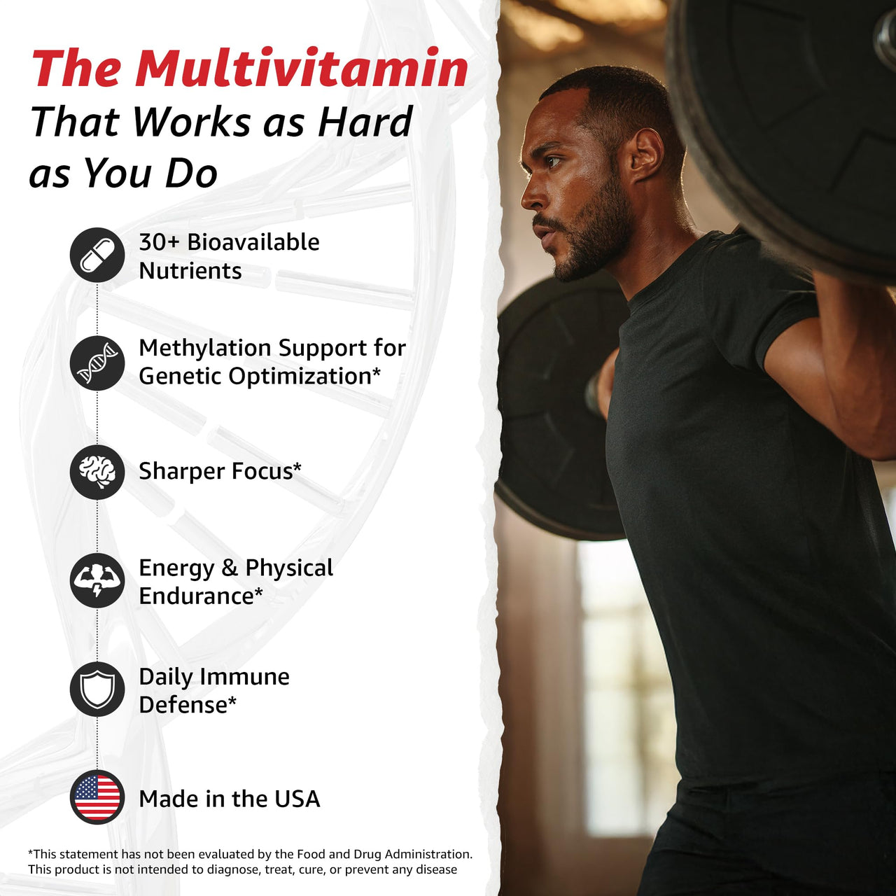 10X Health Optimize Methylated Multivitamin for Men - 90 Capsules, 34 in 1 Formula with 800 mcg of Vitamin B12, 5-MTHF, NAC - Methyl B Complex