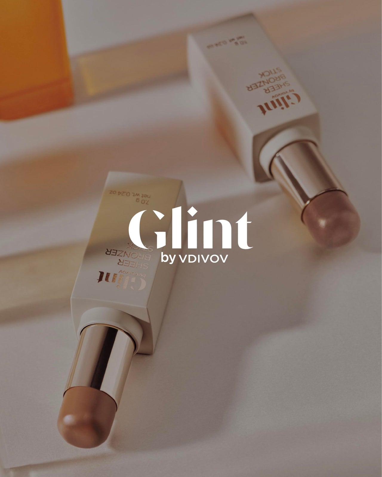 Glint Sheer Bronzer Stick (Caramel, 0.24oz) - Creamy Buildable, Blendable Formula for Natural Contour, Long-Lasting, Smooth, Versatile Use. Korean Makeup. Nose, Face, Cheeks.