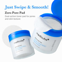 Thumbnail for medicube Toner Pads Zero Pore Pad 2.0 | Dual-Textured Facial Pad for Exfoliation and Pore Care with 4.5% AHA Lactic Acid, 0.45% BHA Salicylic Acid | Ideal for All, Korean Skin Care, 70 Pads (1 Pack)
