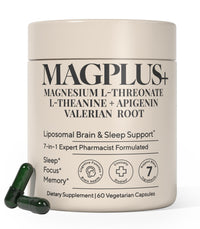 Thumbnail for MAGPLUS+ Magnesium L-Threonate w Apigenin & L Theanine | 7-Ingredient Sleep Blend | Brain, Memory, & Sleep Support | Liposomal Magnesium Threonate Supplement (60 Capsules)