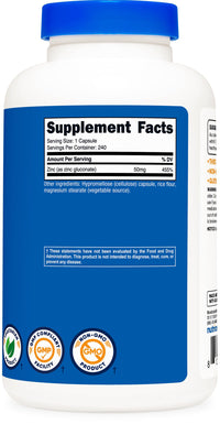 Thumbnail for Nutricost Zinc Gluconate 240 Vegetarian Capsules (50mg) - Gluten Free and Non-GMO