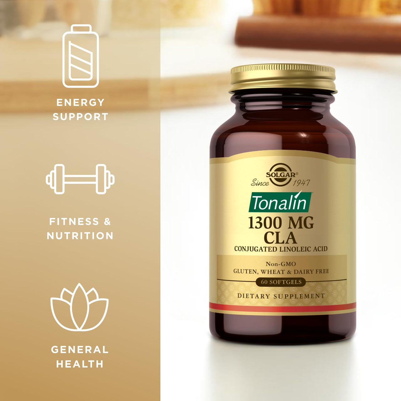 Solgar Tonalin CLA 1300 mg - 60 Softgels - Conjugated Linoleic Acid - Non-GMO, Gluten Free, Dairy Free - 60 Servings (Pack of 2)