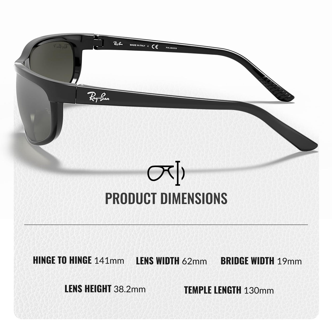 Ray-Ban RB2027 PREDATOR 2 POLARIZED Rectangle Shaped Sunglasses for Men & Women – Includes Official Rayban Eyewear Kit – Ideal Formal & Casual Wear Sunglasses – Grey Lens