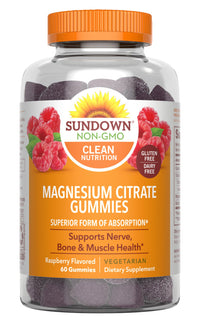 Thumbnail for Sundown Magnesium Citrate Gummies, Raspberry Flavored, 60 Count