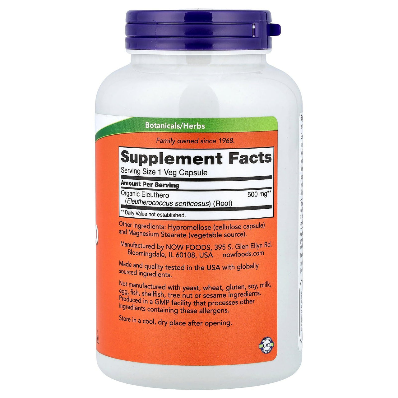 Eleuthero 500mg Now Foods 250 Caps