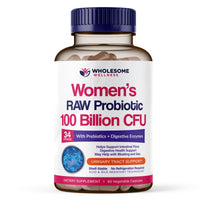 Thumbnail for Wholesome Wellness Dr. Formulated Raw Probiotics for Women 100 Billion CFUs Capsules with Prebiotics, Digestive Enzymes, Approved for Adults, Shelf Stable Supplement