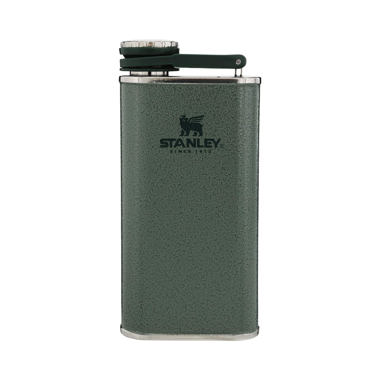 Stanley Classic Easy Fill Wide Mouth Flask 8 oz | Leakproof Hip Flask | Hinge Connected Never Lose Cap | Insulated Stainless Steel Liquor Container | BPA-Free | Hammertone Green