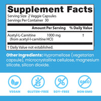 Thumbnail for Doctors Best Acetyl-L-Carnitine, Supports Mental Focus & Alertness, Non-GMO, Gluten Free, Soy Free, Vegan 60 Veggie Caps