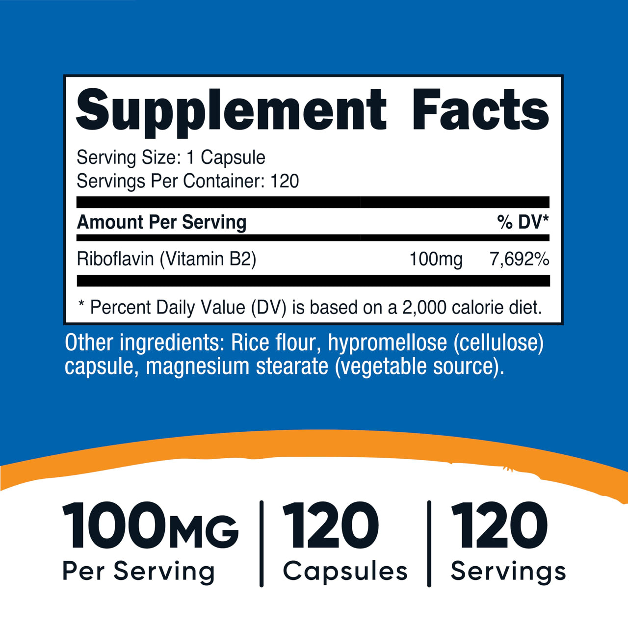 Nutricost Vitamin B2 (Riboflavin) 100mg, 120 Capsules - Gluten Free and Non-GMO