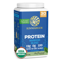 Thumbnail for Vegan Organic Protein Powder Plant-based | BCAA Amino Acids Hemp Seed Soy Free Dairy Free Gluten Free Synthetic Free NON-GMO | Unflavored 30 Servings | Warrior Blend by Sunwarrior