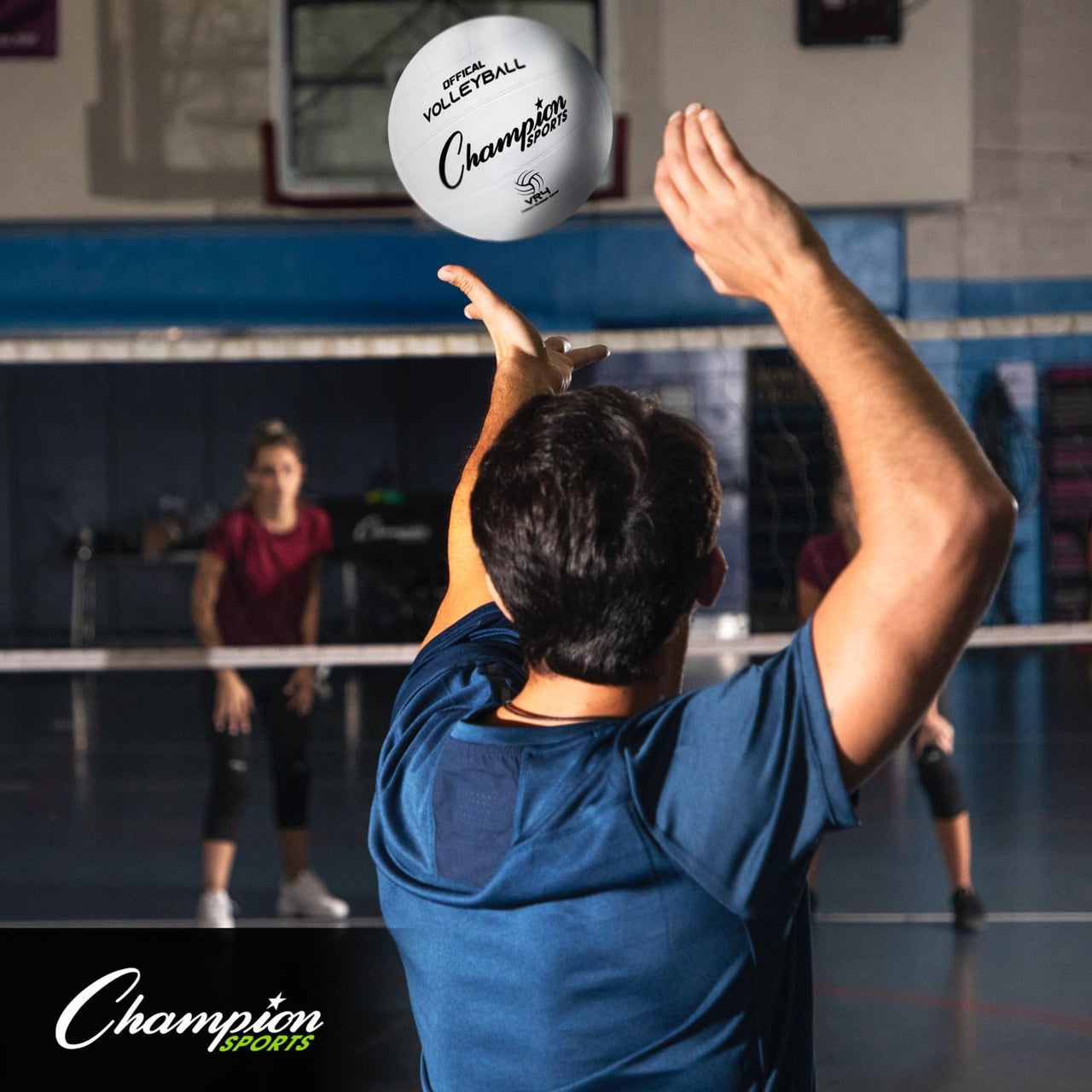 Champion Sports Rubber Volleyball, Official Size, for Indoor and Outdoor Use - Durable, Regulation Volleyballs for Beginners, Competitive, Recreational Play - Premium Volleyball - White, VR4, 1 Set