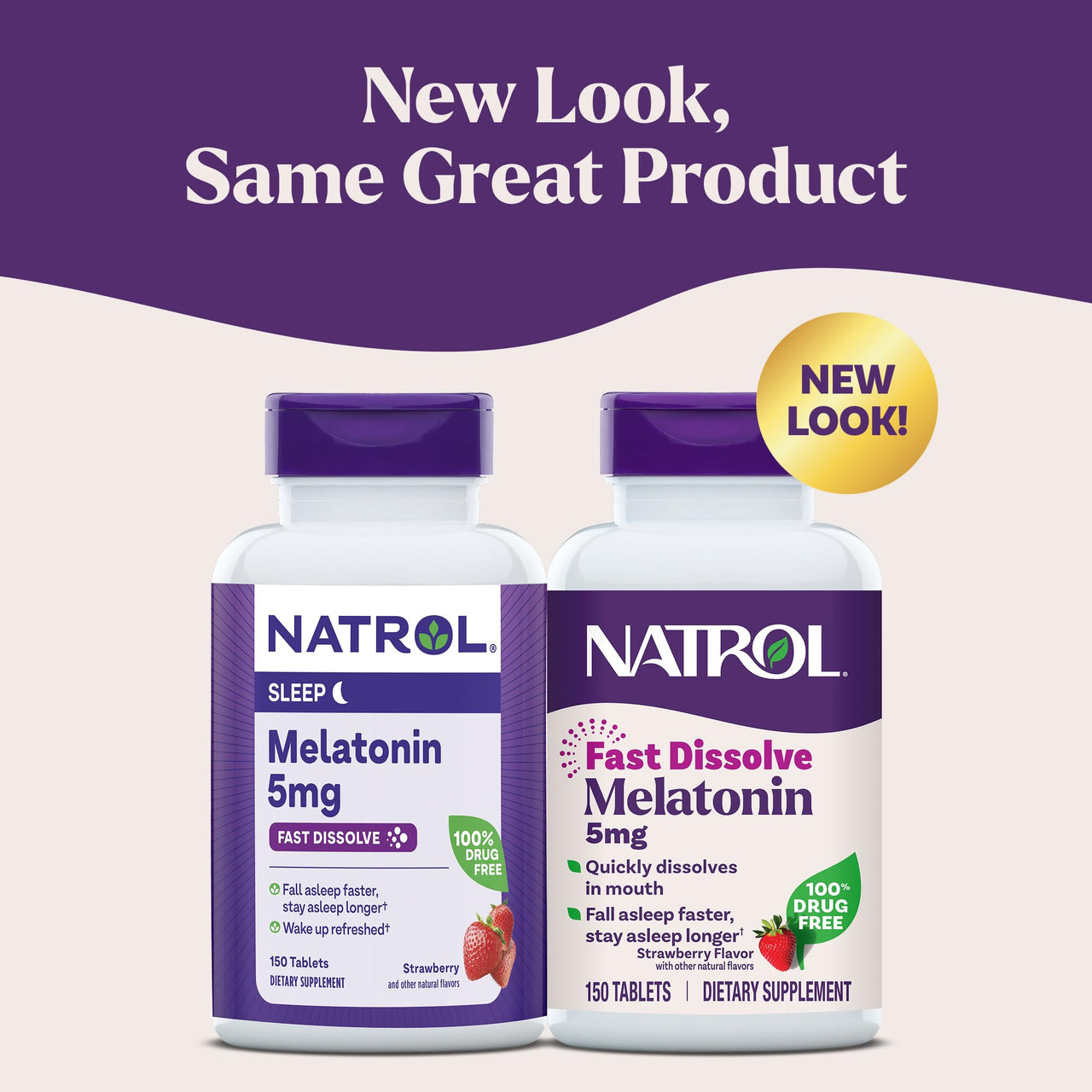 Natrol Melatonin 5mg Fast Dissolve Tablets, Sleep Support Supplements for Adults, Strawberry Flavor, 150 Tablets, Up to 150 Day Supply