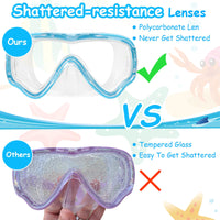 Thumbnail for Vvinca Swim-Goggles with Nose Cover, 2 Packs Elastic Fabric Strap Snorkel Swim Mask Anti Fog UV No Pull Hair for Kids 3-14