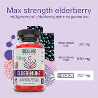 Thumbnail for Zhou Elder-Mune Elderberry Gummies with Vitamin C and Zinc - Daily Immune Support Supplement for Women & Men, Chewable Natural Black Elderberry for Adults & Children 4 & Up - 60 Gummies