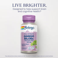Thumbnail for SOLARAY Ginkgo Biloba Extract with Gotu Kola - Ginko Biloba Capsules for Brain Health Support - Vegan, Lab Verified, 60-Day Guarantee - 60 Servings, 60 VegCaps (30 VegCaps)