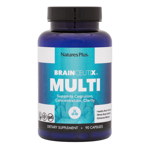 NaturesPlus BrainCeutix Multivitamin Capsules - 90 Capsules - Supports Cognition, Concentration & Clarity - Enhances Memory - Vegan, Gluten Free, Non-GMO - 30 Servings