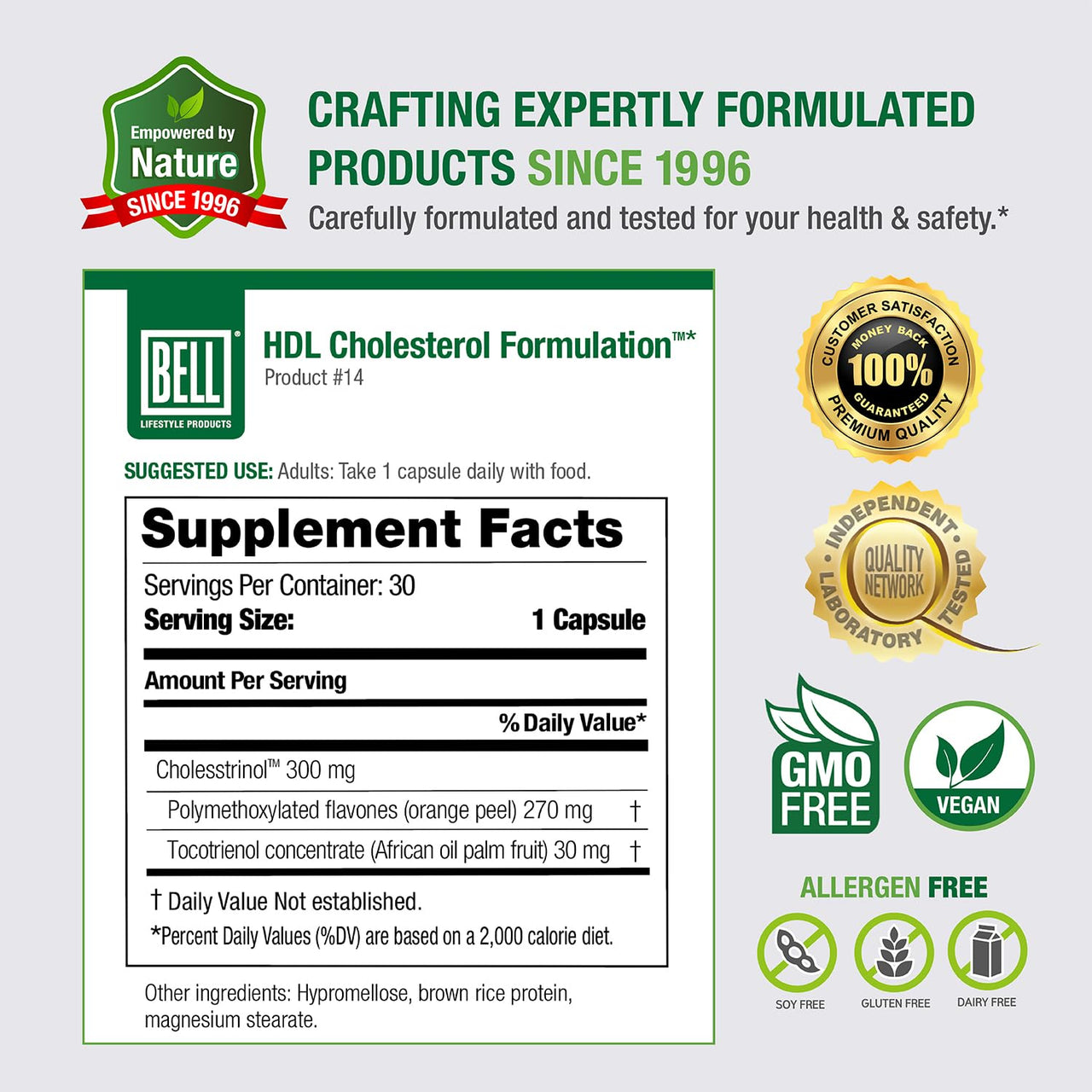 Bell HDL Cholesterol Formulation™, Cholesterol Health Supplement - Unique Blend, for Women and Men | 30 Capsules