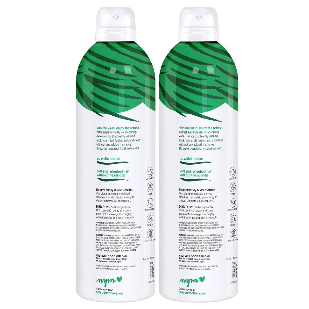 Not Your Mother's Clean Freak Unscented Dry Shampoo (2-Pack) - 12 oz - Refreshing Dry Shampoo - Instantly Absorbs Oil and Odor for Refreshed Hair