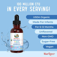 Thumbnail for MaryRuth Organics USDA Organic Infant Liquid Probiotic Drops | Baby Essentials | Probiotics for Infants | Baby Probiotic Drops | Proprietary Probiotic Blend | Vegan | Non GMO | 125 Servings