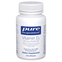 Thumbnail for Pure Encapsulations Vitamin D3 125 mcg (5,000 IU) - Supplement to Support Bone, Joint, Breast, Heart, Colon, and Immune Health* - with Vitamin D - 120 Capsules
