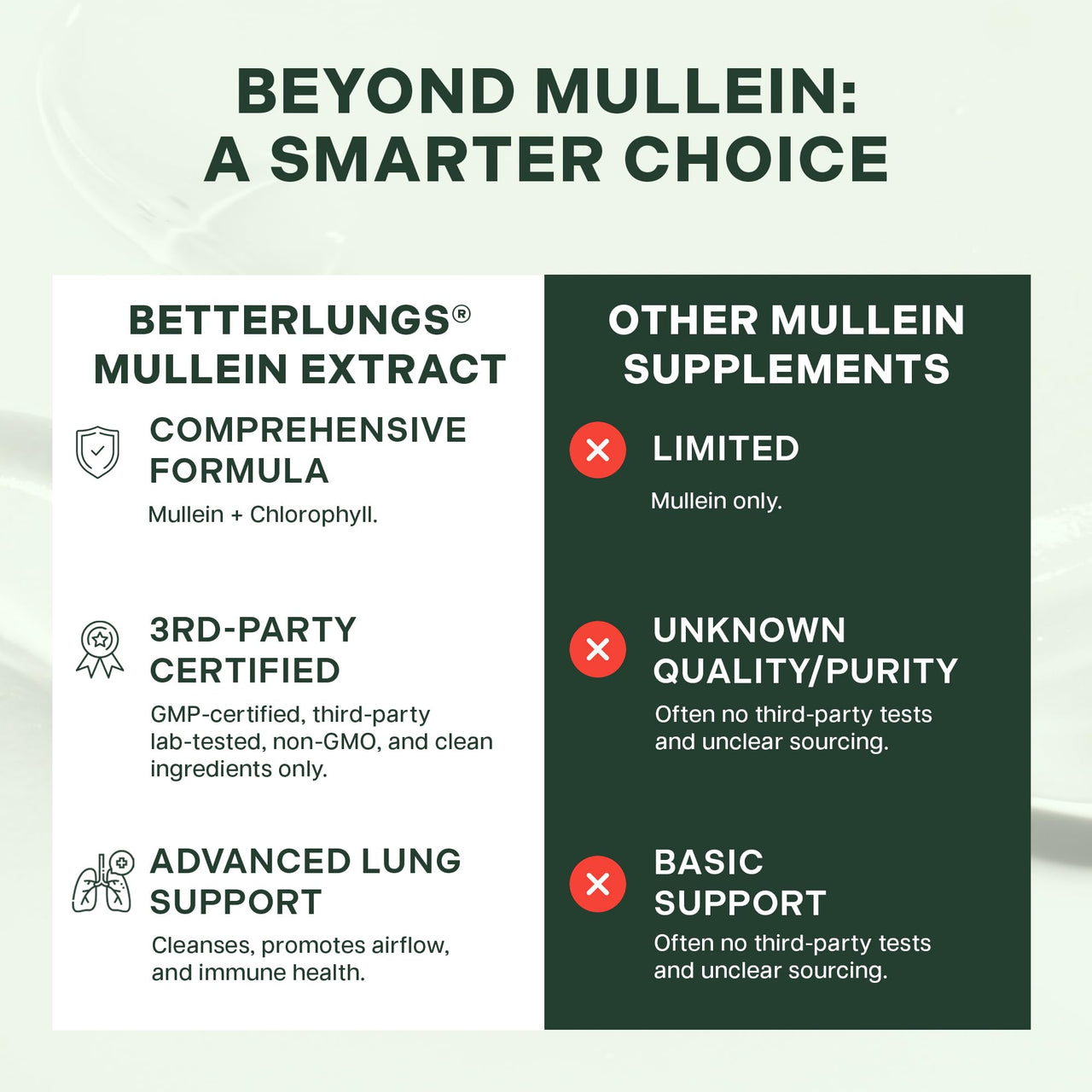 Betterbrand Mullein Drops for Lung Detox - Mullein Leaf Tincture with Chlorophyll - Helps Support Respiratory Health, Alcohol-Free, 1 Month Supply - 60ml