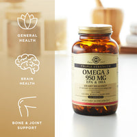 Thumbnail for Solgar Triple Strength Omega 3 950 mg - 100 Softgels, Pack of 2 - Supports Joint & Skin Health - Non-GMO, Gluten Free, Dairy Free - 200 Total Servings