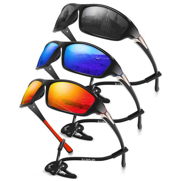 Buy Foliful 3 Pack Polarized Sports Sunglasses for Men, Mens  display picture 3