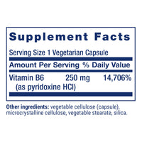 Thumbnail for Life Extension Vitamin B6, 250 mg, high Potency, Cardiovascular Health, neurological Health, Eye Health, Healthy Kidney Function, Gluten-Free, Non-GMO, Vegetarian, 100 Capsules