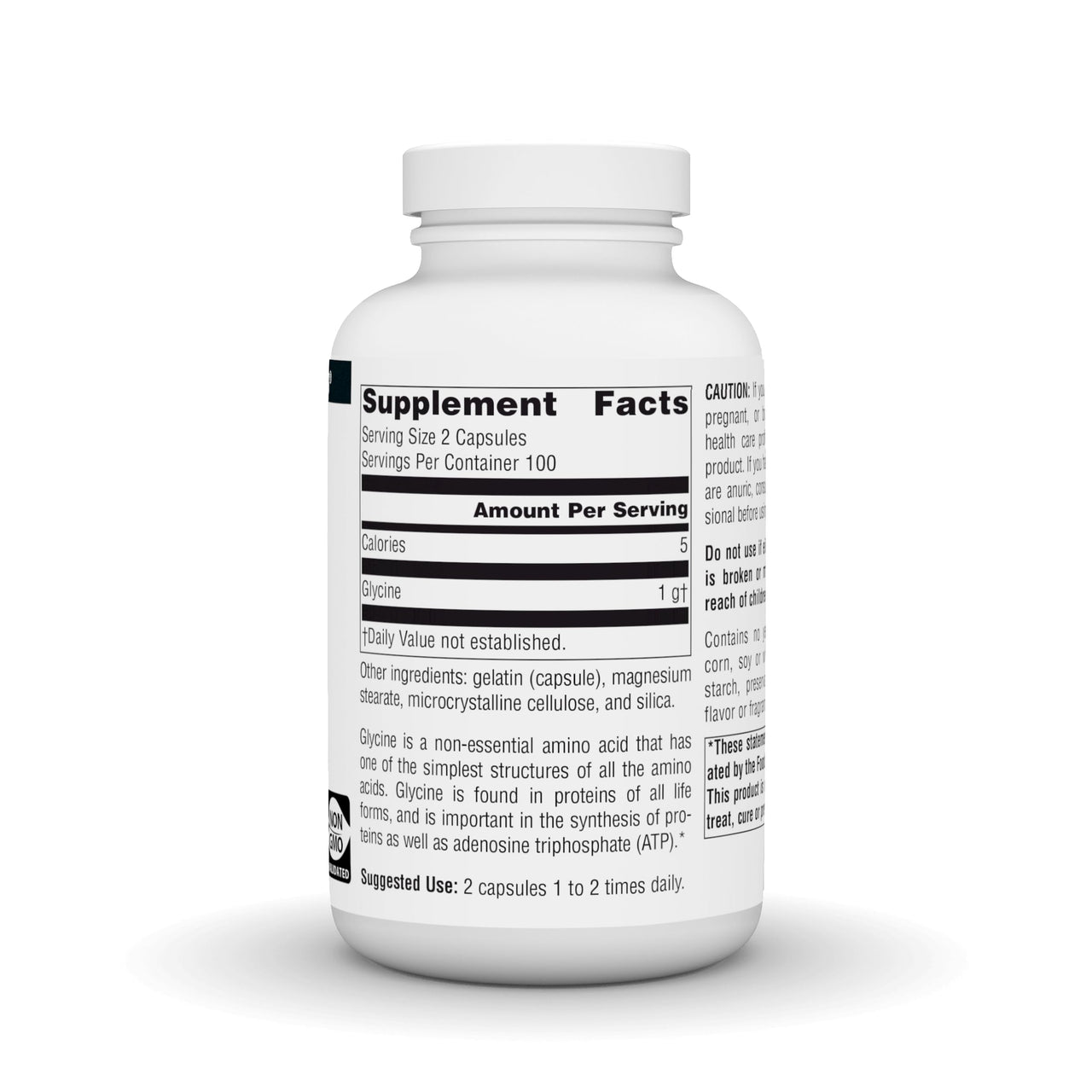 Source Naturals Glycine - 500 mg - 200 Capsules
