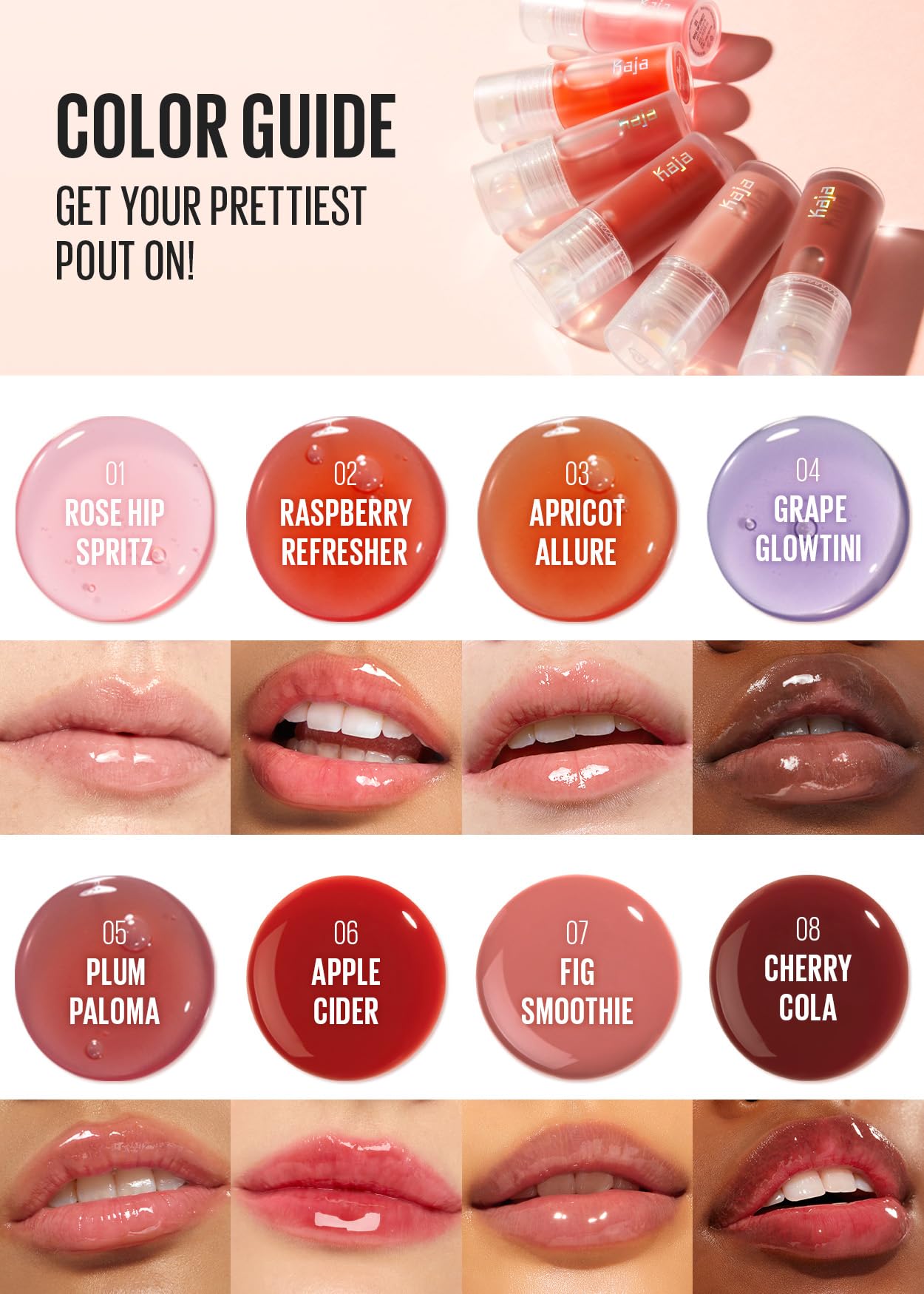 Kaja Juicy Glass Lip Plumping Oil | 08 Cherry Cola | Hydrating, Feel Plumped and Lightweight with Vitamin Tree Fruit Oil, Vegan, Cruelty-Free, Clear Tint Stain Shine Gloss Plumper, Mother's Day