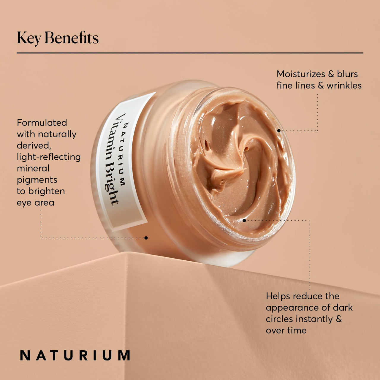 Naturium Vitamin Bright Illuminating Eye Cream, Under Eye Repair Cream for Dark Circles, with Vitamin K, Phyto-Complex, & Mineral Pigments, Medium/Deep, 0.5 oz