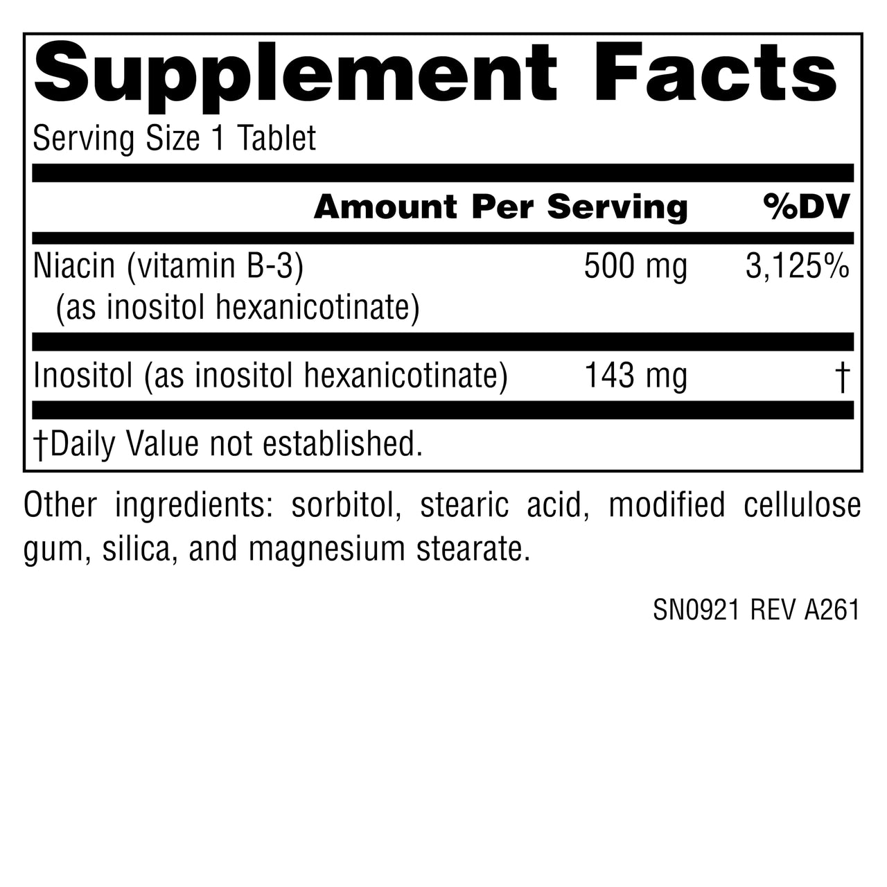 Source Naturals No-Flush Niacin, B-3 for Energy and Cardiovascular Health* - 500 mg - 60 Vegetarian Tablets